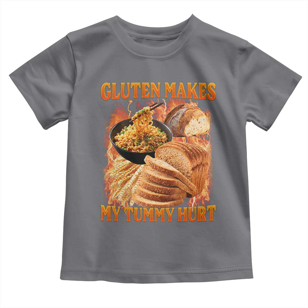 Funny Gluten Free Toddler T Shirt Gluten Makes My Tummy Hurt Vintage Bootleg Graphic TS10 Charcoal Print Your Wear