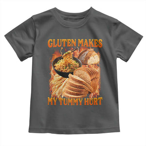 Funny Gluten Free Toddler T Shirt Gluten Makes My Tummy Hurt Vintage Bootleg Graphic TS10 Dark Heather Print Your Wear