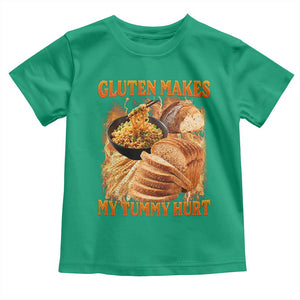 Funny Gluten Free Toddler T Shirt Gluten Makes My Tummy Hurt Vintage Bootleg Graphic TS10 Irish Green Print Your Wear