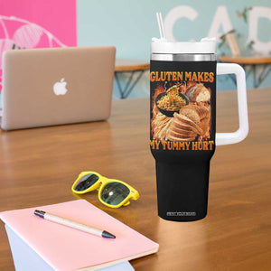 Funny Gluten Free Tumbler With Handle Gluten Makes My Tummy Hurt Vintage Bootleg Graphic TS10 Print Your Wear