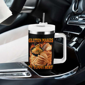 Funny Gluten Free Tumbler With Handle Gluten Makes My Tummy Hurt Vintage Bootleg Graphic TS10 Print Your Wear