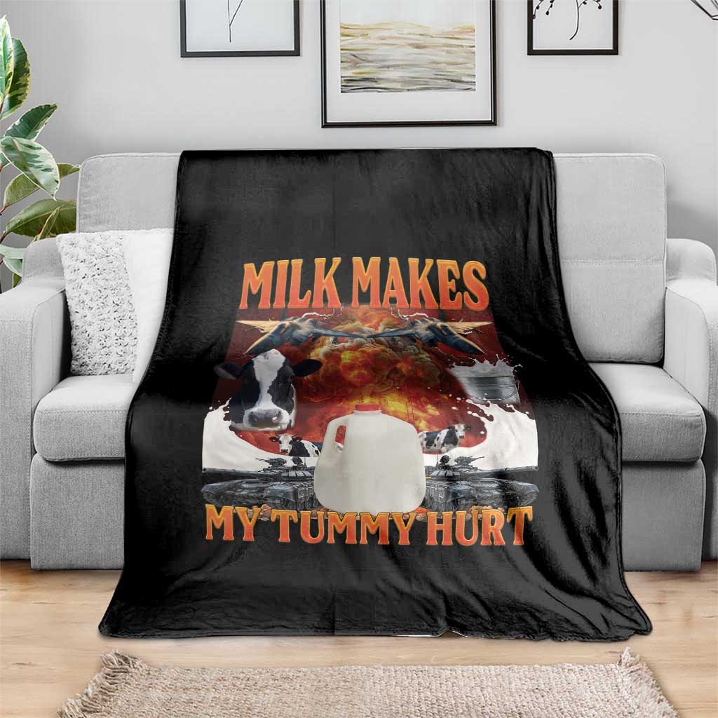 Lactose Intolerant Meme Throw Blanket Milk Makes My Tummy Hurt Vintage Bootleg Graphic TS10 Print Your Wear