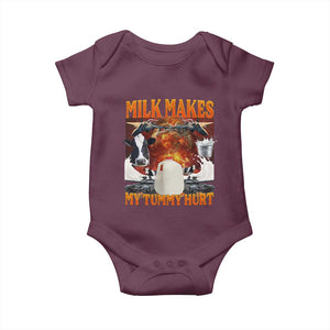 Lactose Intolerant Meme Baby Onesie Milk Makes My Tummy Hurt Vintage Bootleg Graphic TS10 Maroon Print Your Wear