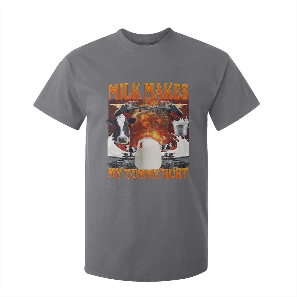 Lactose Intolerant Meme T Shirt For Kid Milk Makes My Tummy Hurt Vintage Bootleg Graphic TS10 Charcoal Print Your Wear
