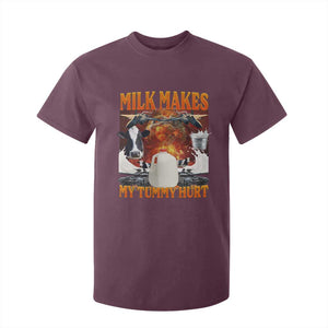 Lactose Intolerant Meme T Shirt For Kid Milk Makes My Tummy Hurt Vintage Bootleg Graphic TS10 Maroon Print Your Wear