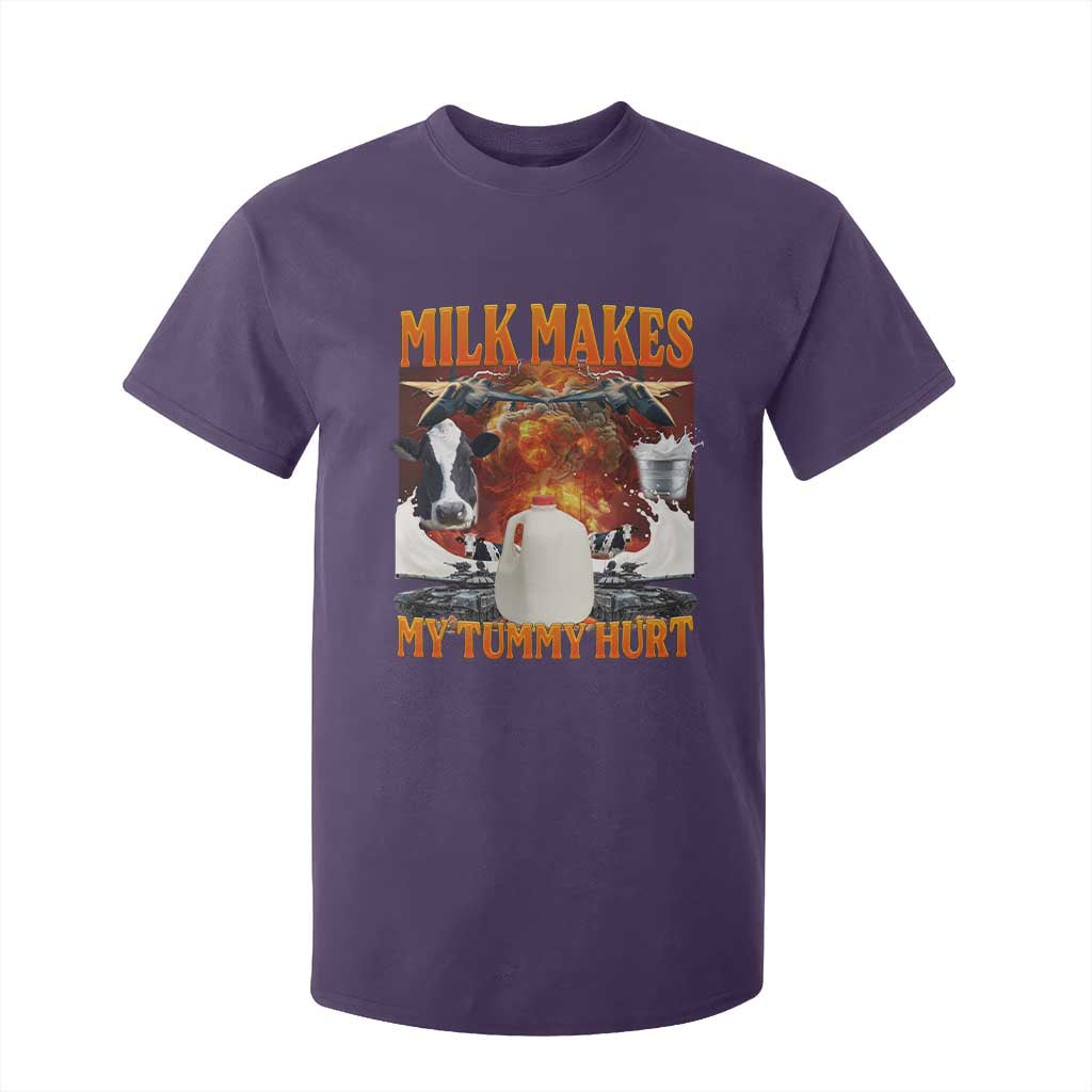 Lactose Intolerant Meme T Shirt For Kid Milk Makes My Tummy Hurt Vintage Bootleg Graphic TS10 Purple Print Your Wear