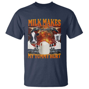 Lactose Intolerant Meme T Shirt Milk Makes My Tummy Hurt Vintage Bootleg Graphic TS10 Navy Print Your Wear