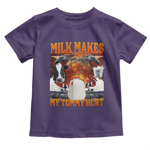 Lactose Intolerant Meme Toddler T Shirt Milk Makes My Tummy Hurt Vintage Bootleg Graphic TS10 Purple Print Your Wear