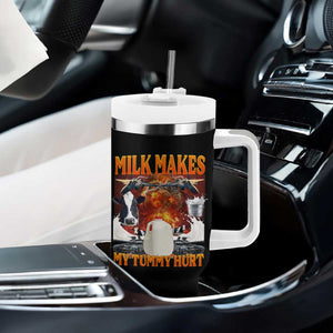 Lactose Intolerant Meme Tumbler With Handle Milk Makes My Tummy Hurt Vintage Bootleg Graphic TS10 Print Your Wear