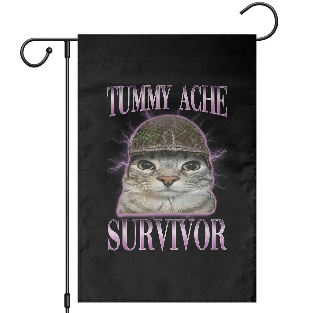Tummy Ache Survivor Cat Meme Garden Flag Funny Trending Oddly Specific Brainrot Memes TS10 Black Print Your Wear