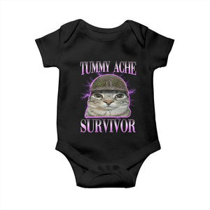 Tummy Ache Survivor Cat Meme Baby Onesie Funny Trending Oddly Specific Brainrot Memes TS10 Black Print Your Wear