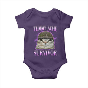 Tummy Ache Survivor Cat Meme Baby Onesie Funny Trending Oddly Specific Brainrot Memes TS10 Purple Print Your Wear