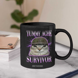 Tummy Ache Survivor Cat Meme Coffee Mug Funny Trending Oddly Specific Brainrot Memes TS10 Print Your Wear