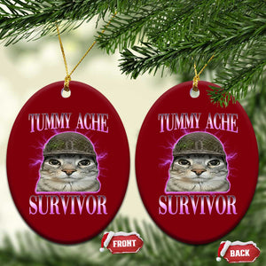 Tummy Ache Survivor Cat Meme Ceramic Ornament Funny Trending Oddly Specific Brainrot Memes TS10 Print Your Wear