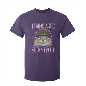 Tummy Ache Survivor Cat Meme T Shirt For Kid Funny Trending Oddly Specific Brainrot Memes TS10 Purple Print Your Wear
