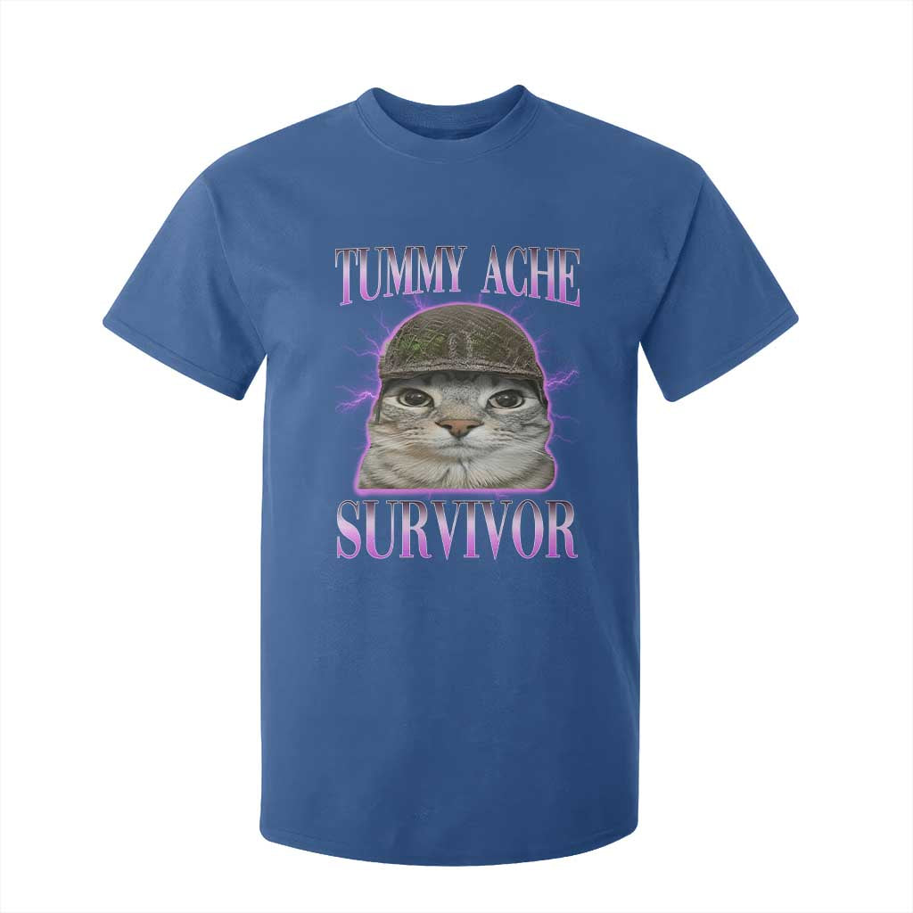 Tummy Ache Survivor Cat Meme T Shirt For Kid Funny Trending Oddly Specific Brainrot Memes TS10 Royal Blue Print Your Wear
