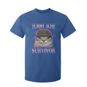 Tummy Ache Survivor Cat Meme T Shirt For Kid Funny Trending Oddly Specific Brainrot Memes TS10 Royal Blue Print Your Wear