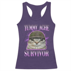 Tummy Ache Survivor Cat Meme Racerback Tank Top Funny Trending Oddly Specific Brainrot Memes TS10 Purple Print Your Wear