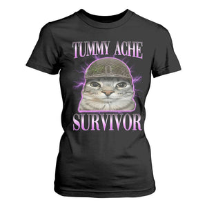Tummy Ache Survivor Cat Meme T Shirt For Women Funny Trending Oddly Specific Brainrot Memes TS10 Black Print Your Wear