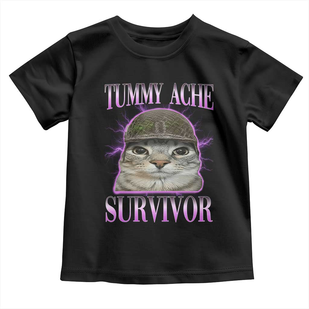 Tummy Ache Survivor Cat Meme Toddler T Shirt Funny Trending Oddly Specific Brainrot Memes TS10 Black Print Your Wear