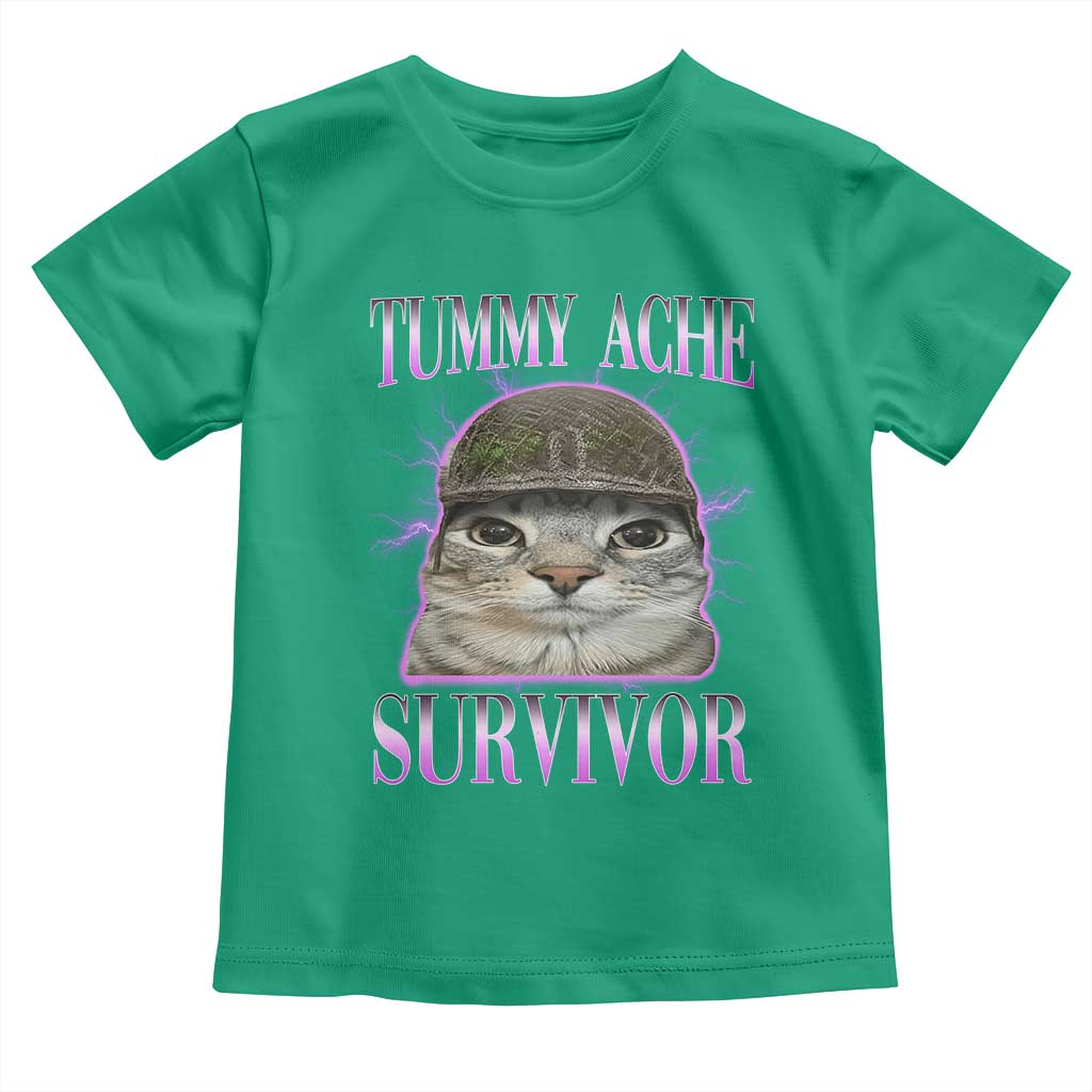 Tummy Ache Survivor Cat Meme Toddler T Shirt Funny Trending Oddly Specific Brainrot Memes TS10 Irish Green Print Your Wear