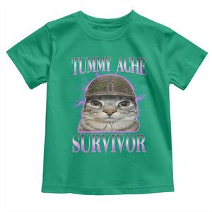 Tummy Ache Survivor Cat Meme Toddler T Shirt Funny Trending Oddly Specific Brainrot Memes TS10 Irish Green Print Your Wear