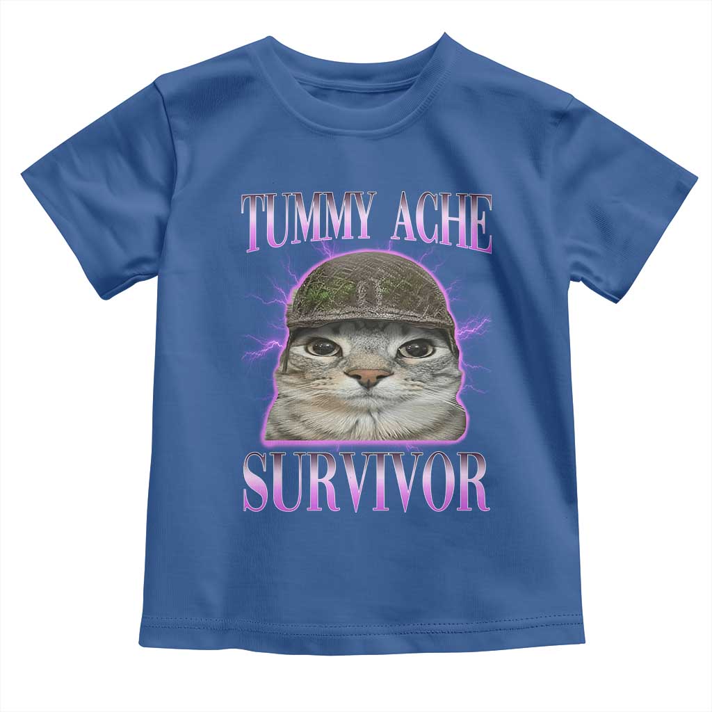 Tummy Ache Survivor Cat Meme Toddler T Shirt Funny Trending Oddly Specific Brainrot Memes TS10 Royal Blue Print Your Wear