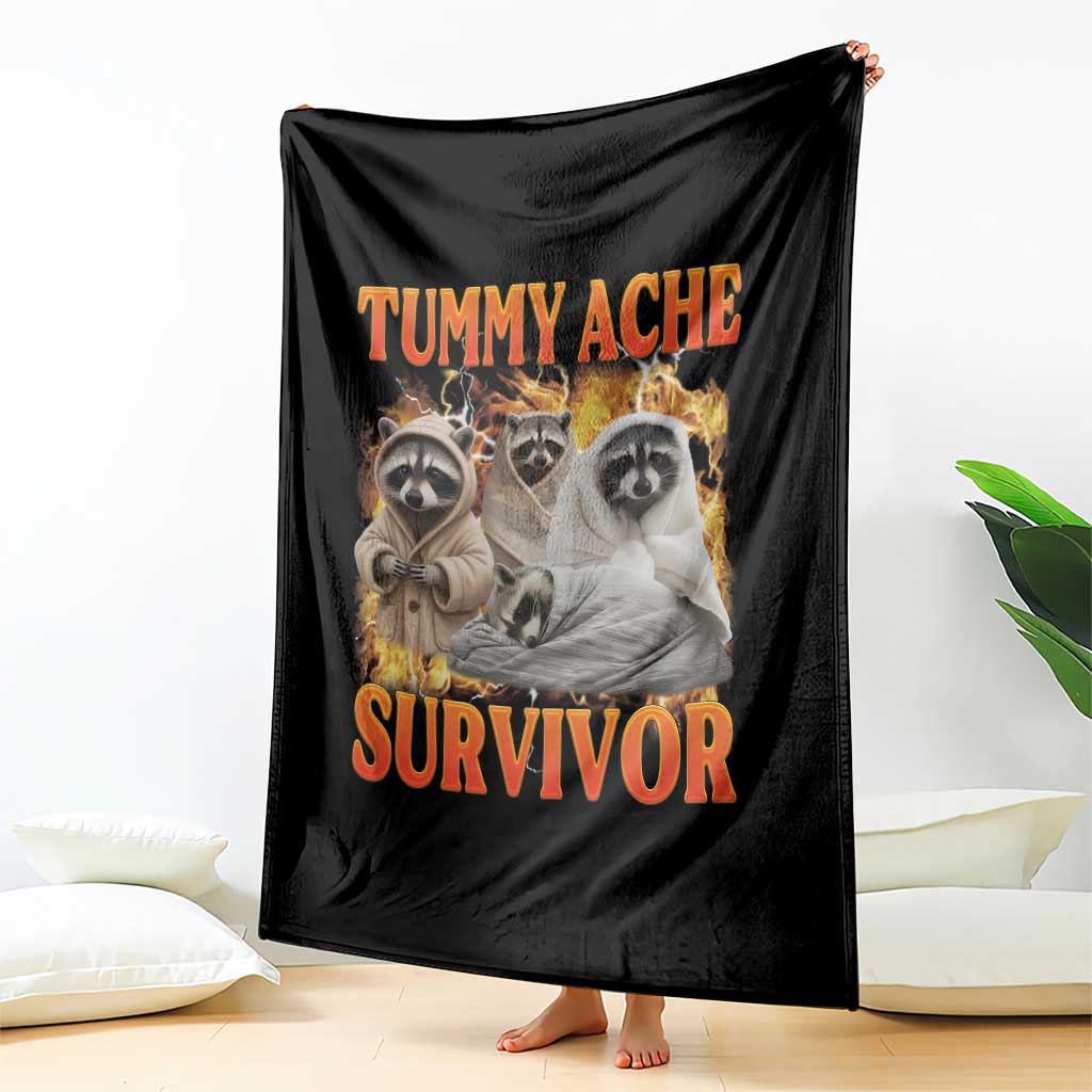 Tummy Ache Survivor Raccoon Meme Throw Blanket TS10 Print Your Wear