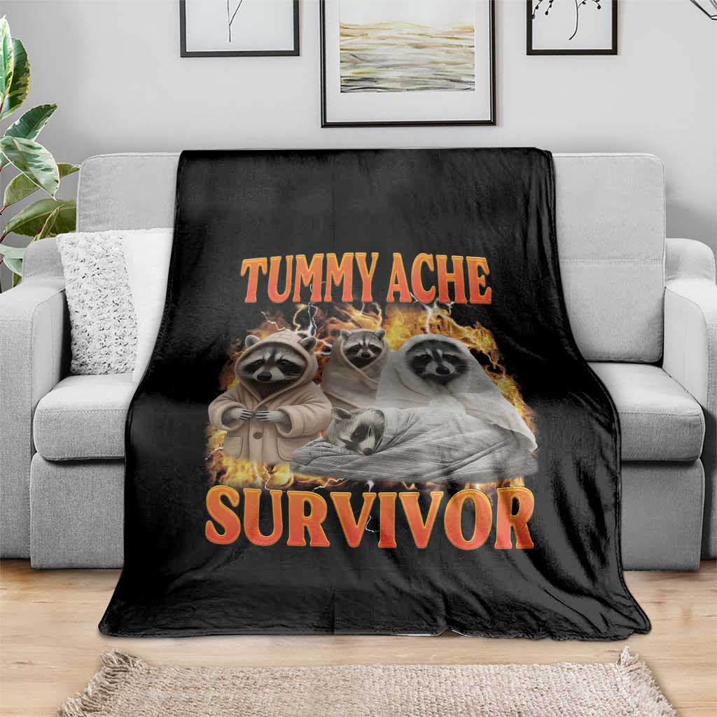 Tummy Ache Survivor Raccoon Meme Throw Blanket TS10 Print Your Wear
