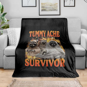 Tummy Ache Survivor Raccoon Meme Throw Blanket TS10 Print Your Wear