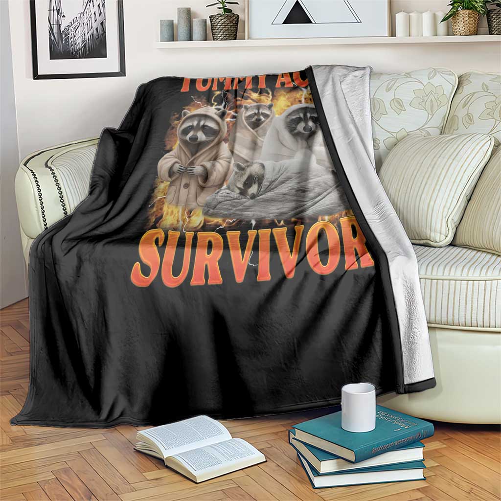Tummy Ache Survivor Raccoon Meme Throw Blanket TS10 Print Your Wear