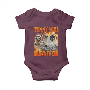 Tummy Ache Survivor Raccoon Meme Baby Onesie TS10 Maroon Print Your Wear