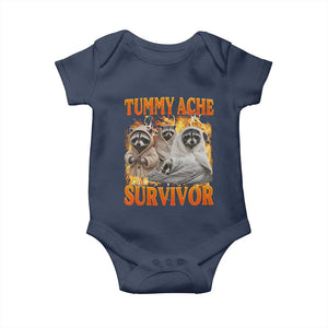 Tummy Ache Survivor Raccoon Meme Baby Onesie TS10 Navy Print Your Wear