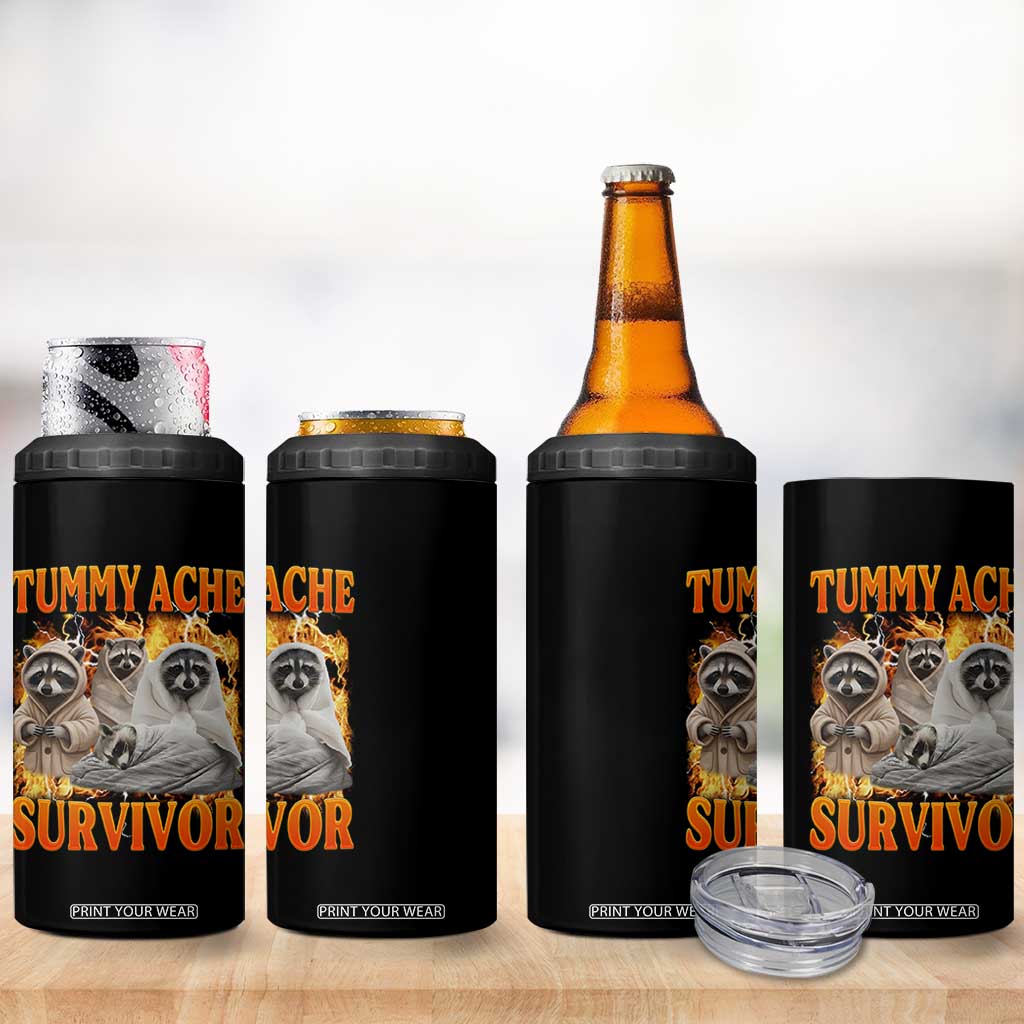 Tummy Ache Survivor Raccoon Meme 4 in 1 Can Cooler Tumbler TS10 Print Your Wear