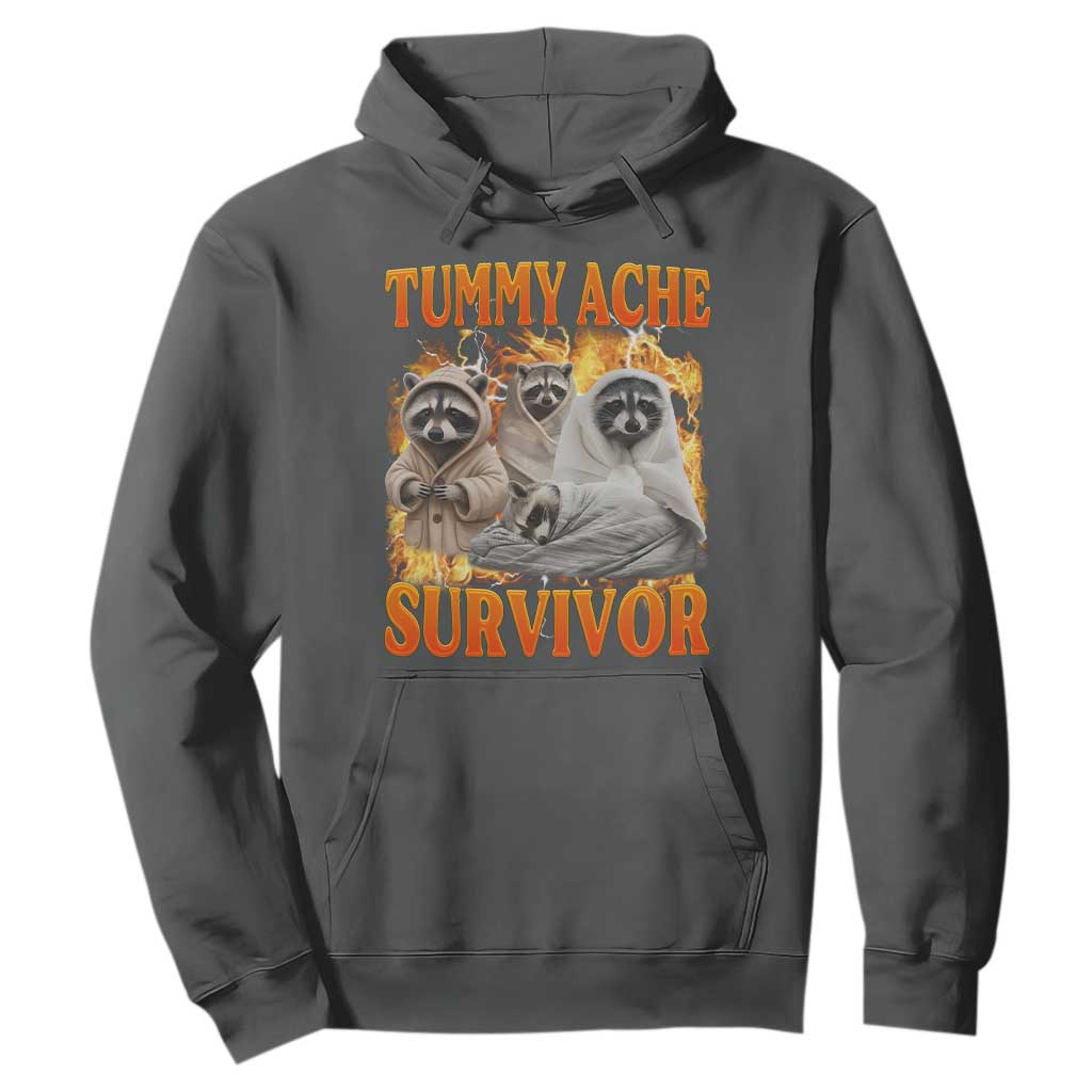 Tummy Ache Survivor Raccoon Meme Hoodie TS10 Dark Heather Print Your Wear
