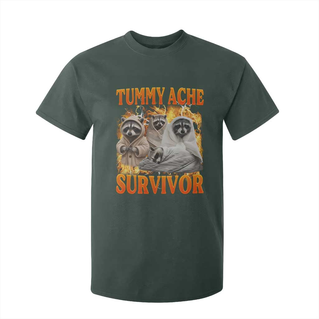 Tummy Ache Survivor Raccoon Meme T Shirt For Kid TS10 Dark Forest Green Print Your Wear