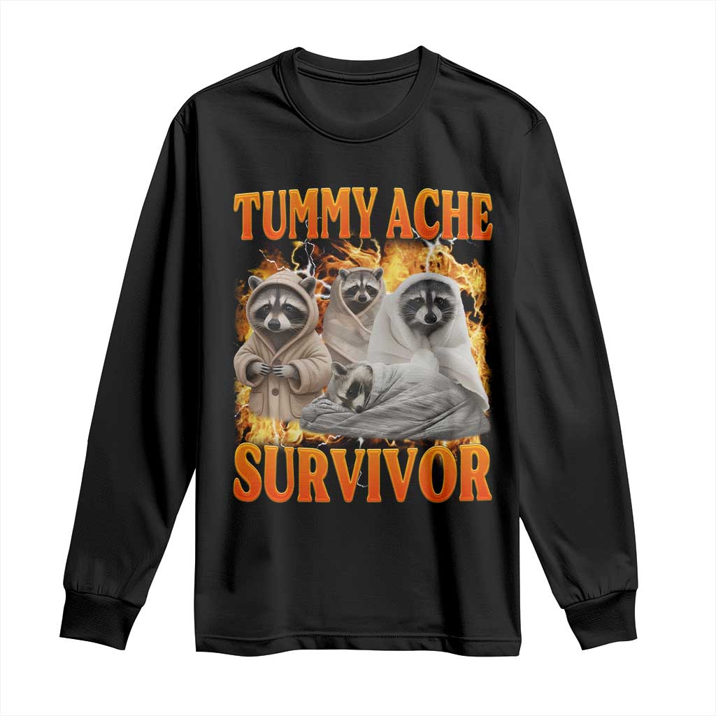Tummy Ache Survivor Raccoon Meme Long Sleeve Shirt TS10 Black Print Your Wear