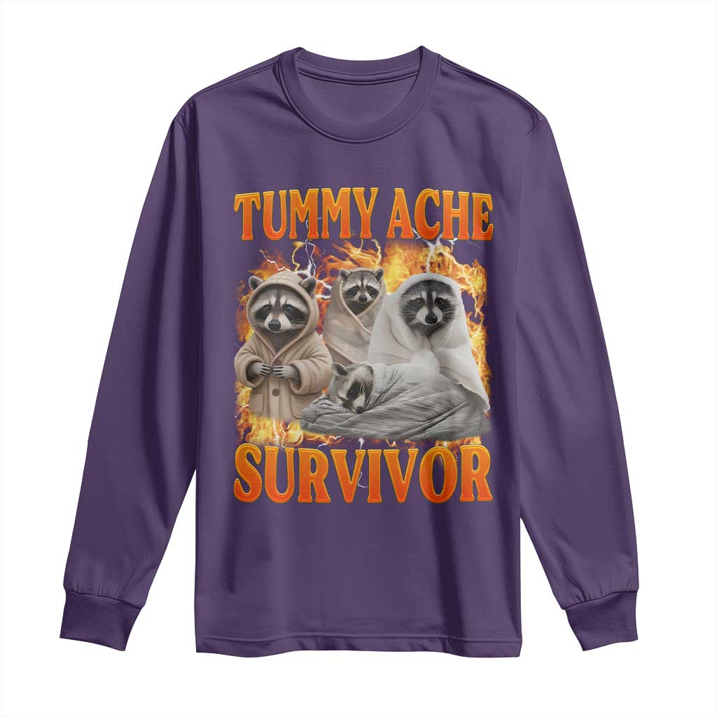 Tummy Ache Survivor Raccoon Meme Long Sleeve Shirt TS10 Purple Print Your Wear