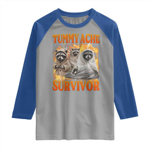 Tummy Ache Survivor Raccoon Meme Raglan Shirt TS10 Sport Gray Royal Print Your Wear