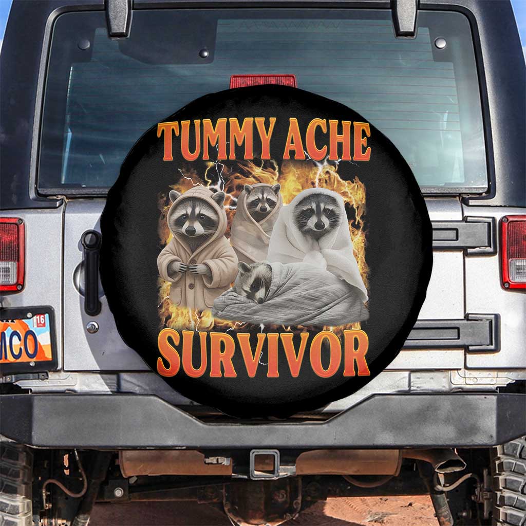 Tummy Ache Survivor Raccoon Meme Spare Tire Cover TS10 No hole Black Print Your Wear