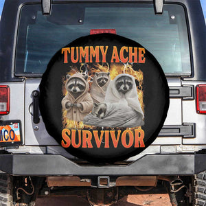 Tummy Ache Survivor Raccoon Meme Spare Tire Cover TS10 No hole Black Print Your Wear