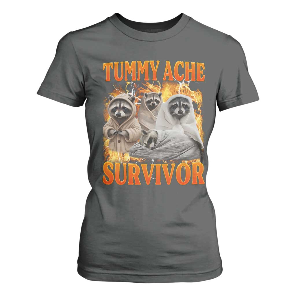 Tummy Ache Survivor Raccoon Meme T Shirt For Women TS10 Dark Heather Print Your Wear