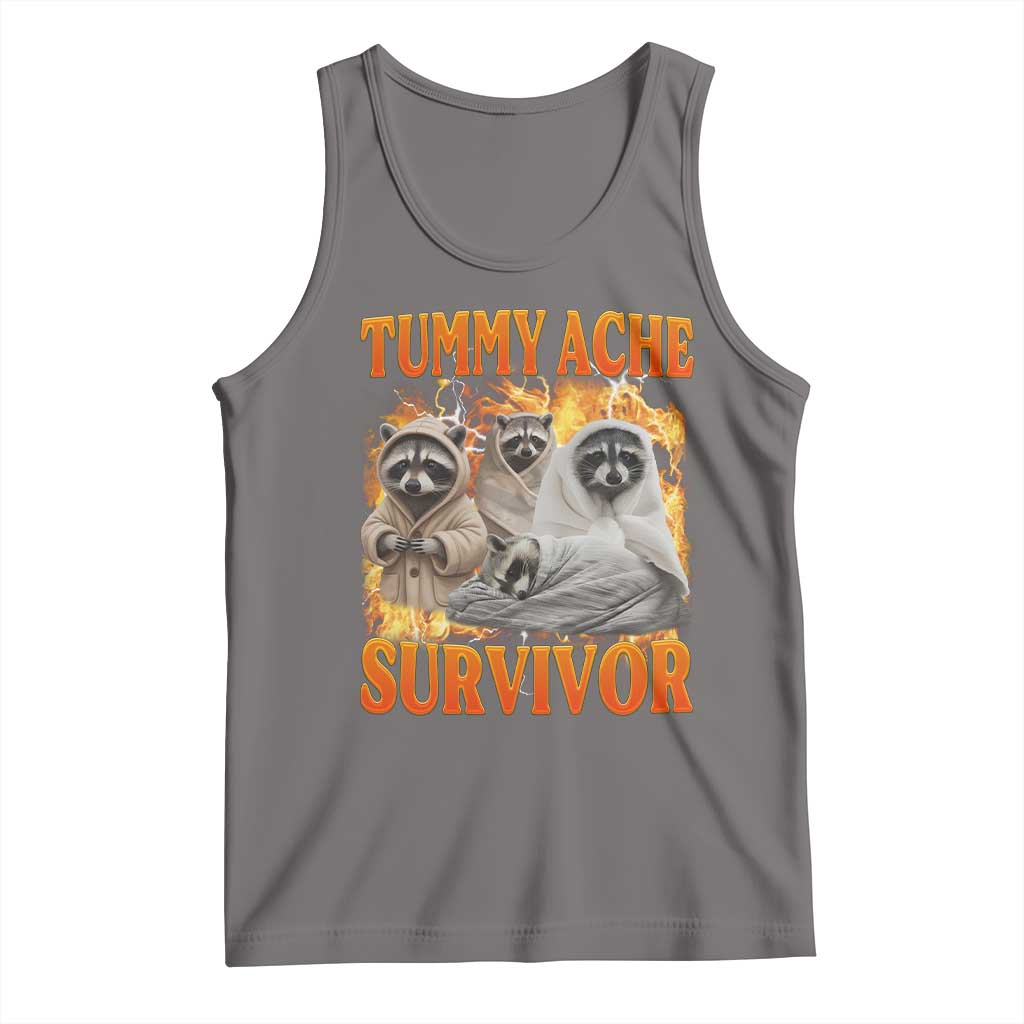 Tummy Ache Survivor Raccoon Meme Tank Top TS10 Deep Heather Print Your Wear