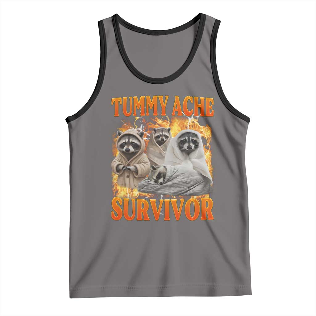 Tummy Ache Survivor Raccoon Meme Tank Top TS10 Deep Heather Black Print Your Wear