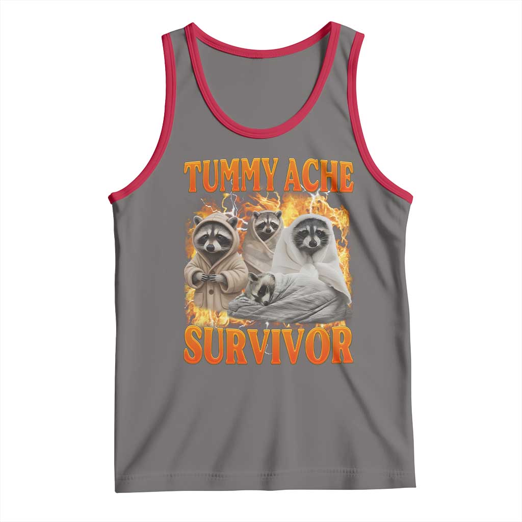 Tummy Ache Survivor Raccoon Meme Tank Top TS10 Deep Heather Red Print Your Wear