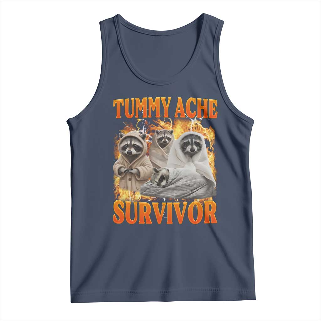 Tummy Ache Survivor Raccoon Meme Tank Top TS10 Navy Print Your Wear