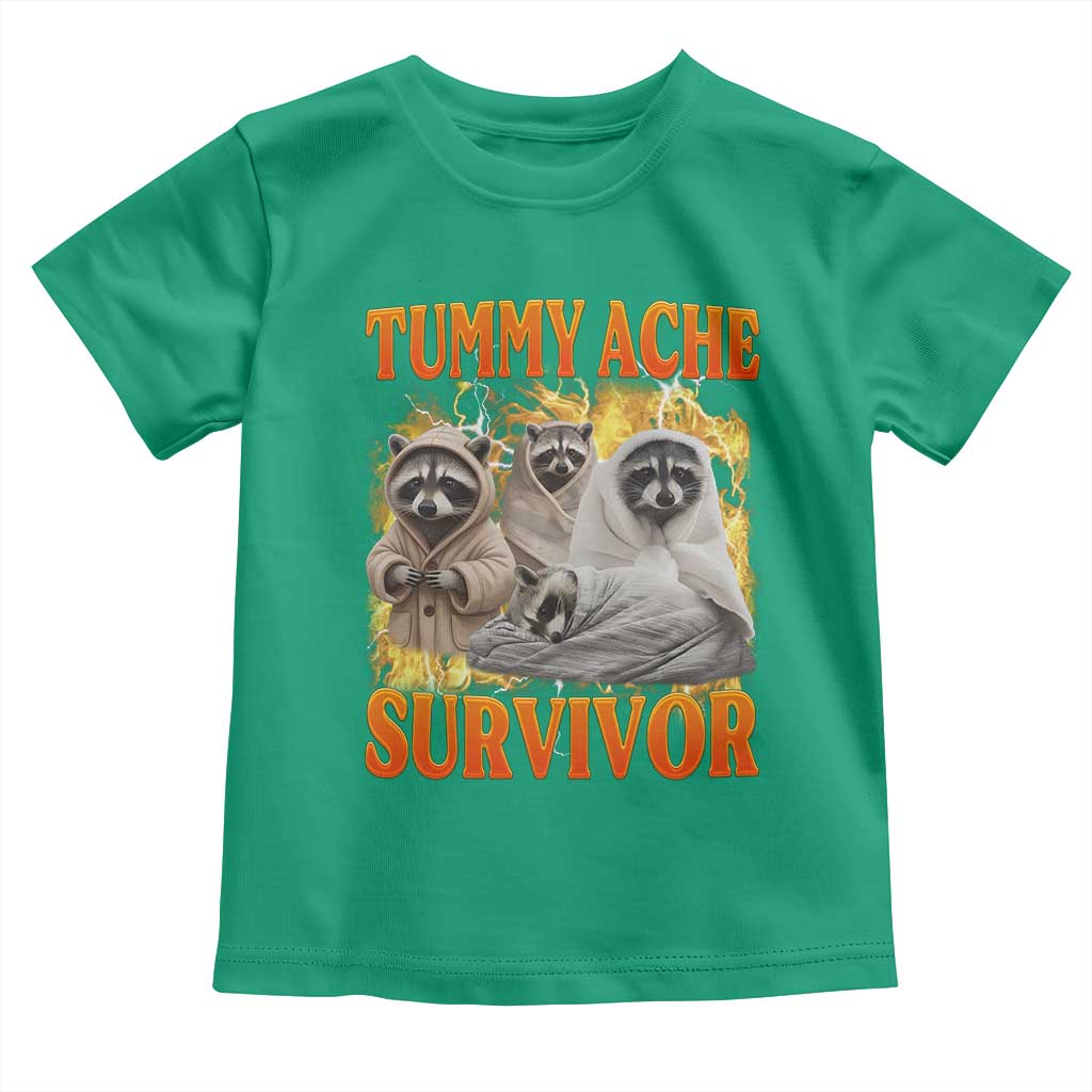 Tummy Ache Survivor Raccoon Meme Toddler T Shirt TS10 Irish Green Print Your Wear