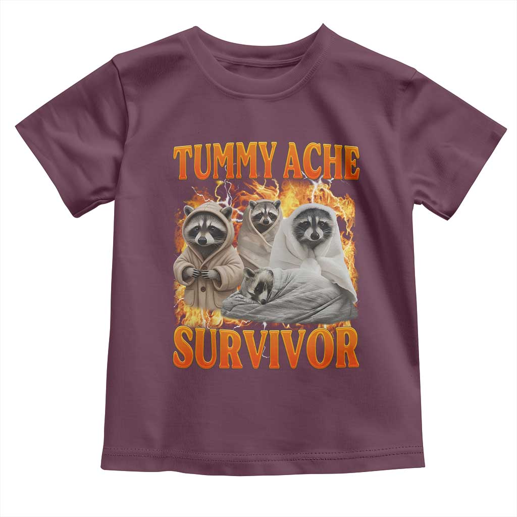 Tummy Ache Survivor Raccoon Meme Toddler T Shirt TS10 Maroon Print Your Wear