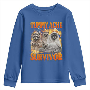 Tummy Ache Survivor Raccoon Meme Youth Sweatshirt TS10 Royal Blue Print Your Wear