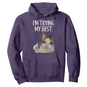 Im Trying My Best Funny Crying Cat Meme Hoodie TS10 Purple Print Your Wear